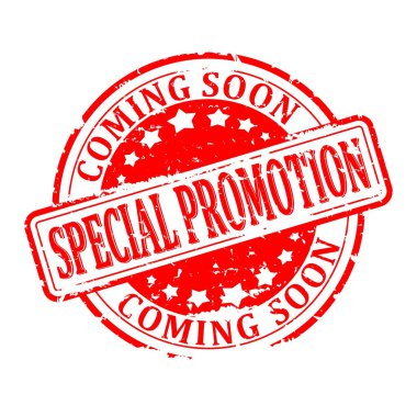 -Özel Promosyon, coming soon - illüstrasyon hasarlı yuvarlak kırmızı damgalı