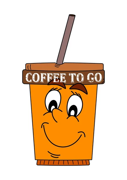 Kolor o filiżankę kawy z napisem - kawę na wynos - ilustracja — Zdjęcie stockowe