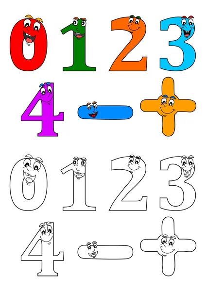 Smiling numbers like coloring books for small children — Stock Photo, Image