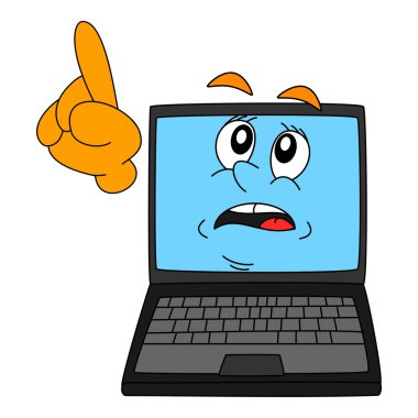 Bir bilgisayar bir uyarı ifade ve işaret parmağı ile