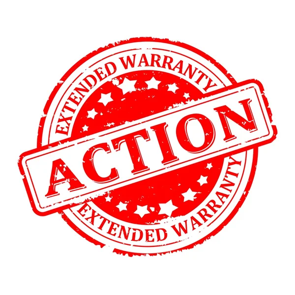 Damaged round seal with the inscription - actions, extended warranty - Illustration — Stock Photo, Image