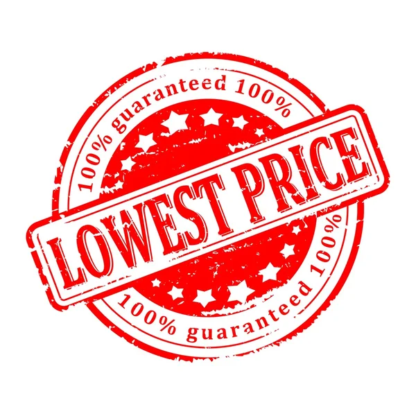 Beschädigtes rundes Siegel mit der Aufschrift - der niedrigste Preis, garantiert - Abbildung — Stockvektor