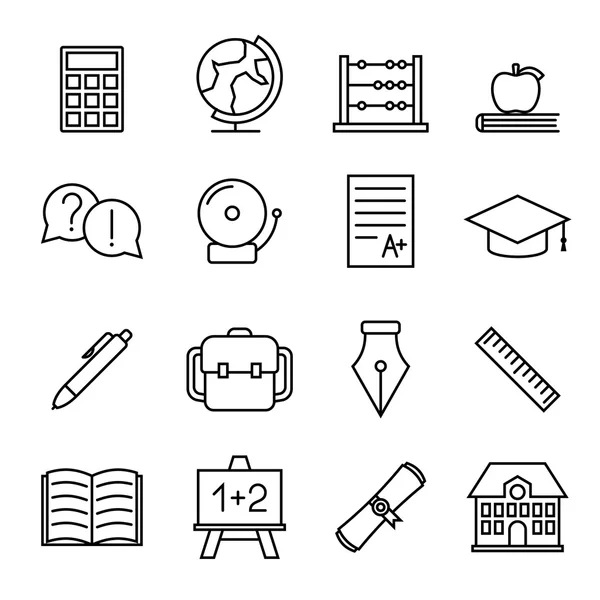 Educational study line icons — Stock Vector