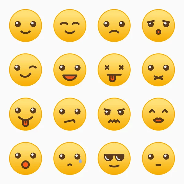 Conjunto de emoticons amarelos — Vetor de Stock