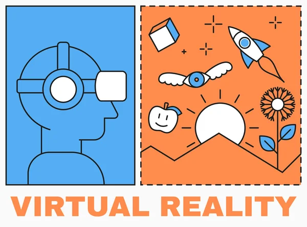 Icono de realidad virtual hombre con gafas y auriculares — Archivo Imágenes Vectoriales