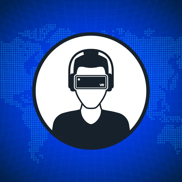 Virtual-Reality-Ikone, Männer mit Brille und Headset — Stockvektor