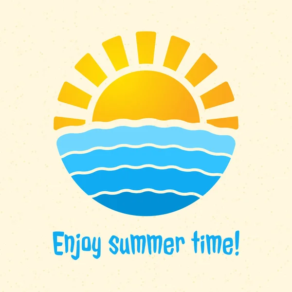 Summer time icon with sun and sea — Stock Vector