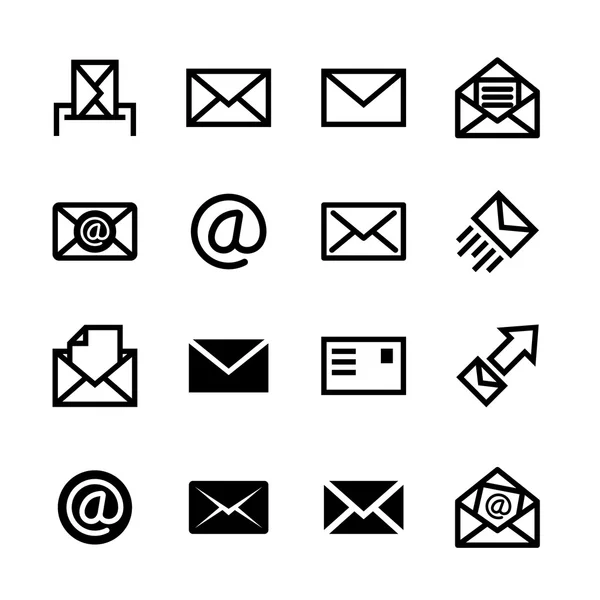 E-mailové ikony, sada 16 symbolů, e-mail — Stockový vektor