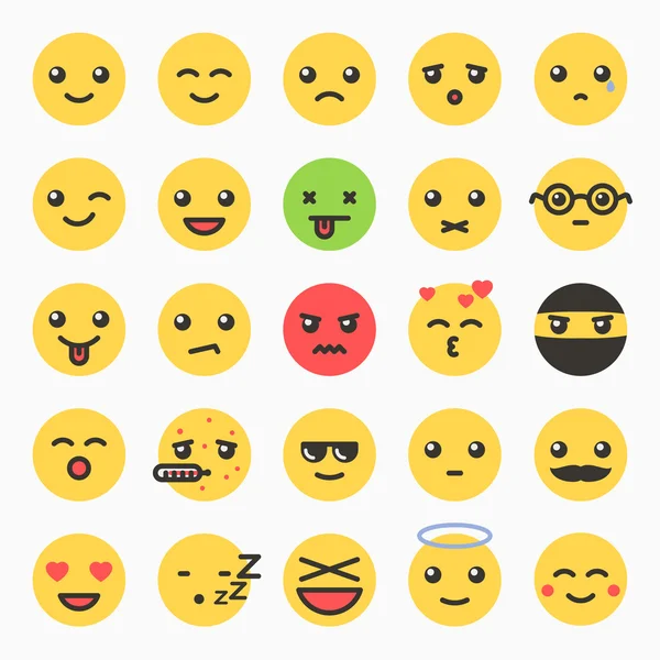 Set di emoticon, emoticon del sito web giallo — Vettoriale Stock