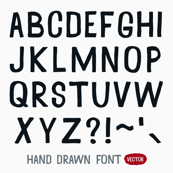 Handritade typsnitt, grunge typografi Font, — Stock vektor