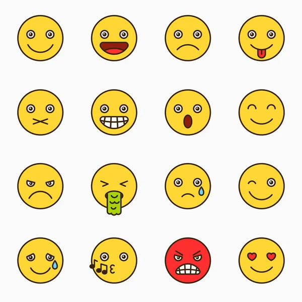 Set di emoticon, emoticon del sito web giallo — Vettoriale Stock