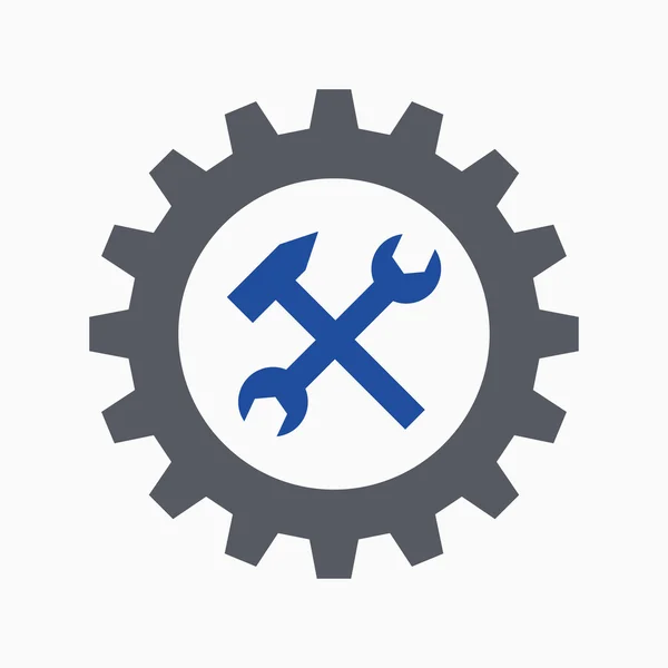 Cogwheel, llave y martillo — Vector de stock
