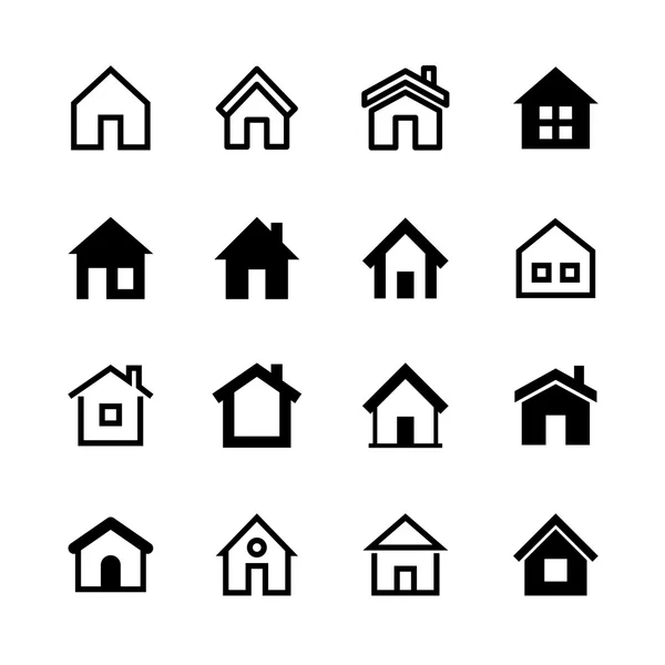 Accueil icônes ensemble, Page d'accueil - site Web ou symbole immobilier — Image vectorielle