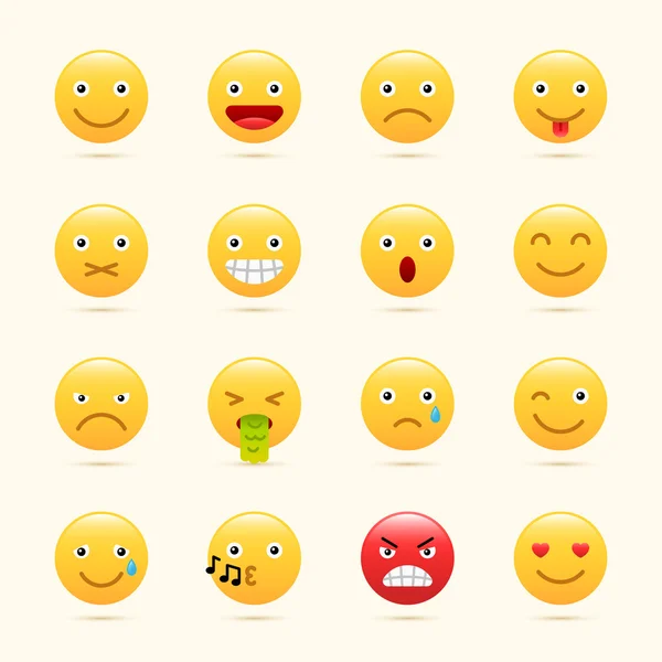 Set di emoticon, emoticon del sito web giallo — Vettoriale Stock