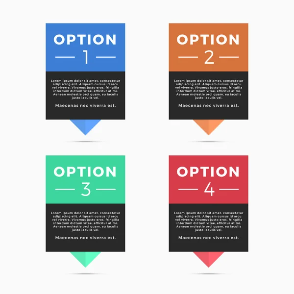 Ponteiros rótulos gráficos vetoriais, quatro opções de cores — Vetor de Stock