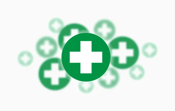 Medizinischer Hintergrund, blaue und grüne Kreuze — Stockvektor