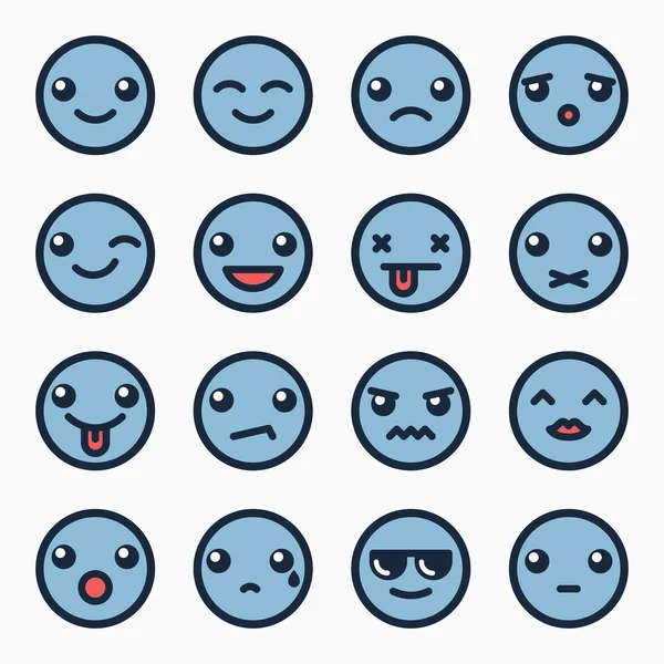 Emoticons volti set — Vettoriale Stock