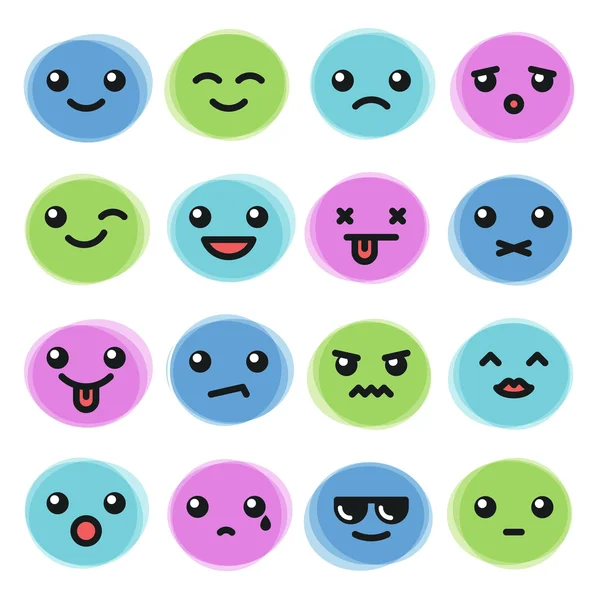 Emoticons volti set — Vettoriale Stock