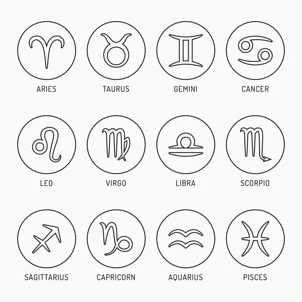 Zodiac symbols - Black outline — Stock Vector