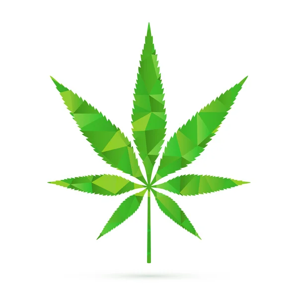 Hoja de cannabis, Marihuana con relleno de triángulo verde — Vector de stock