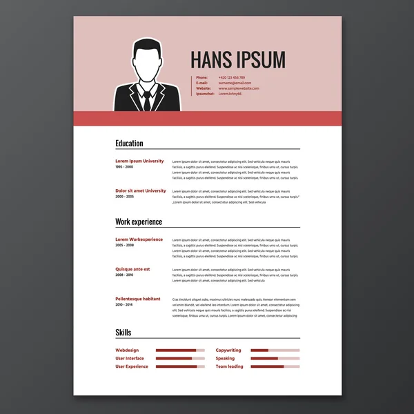 Cv, plantilla de curriculum vitae — Archivo Imágenes Vectoriales