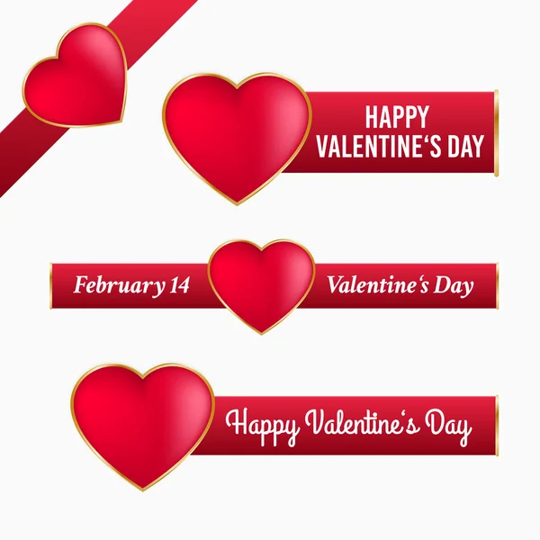 Valentine banners met hart — Stockvector