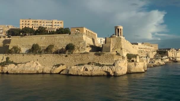 View of Grand Harbor and Valletta — Stock Video