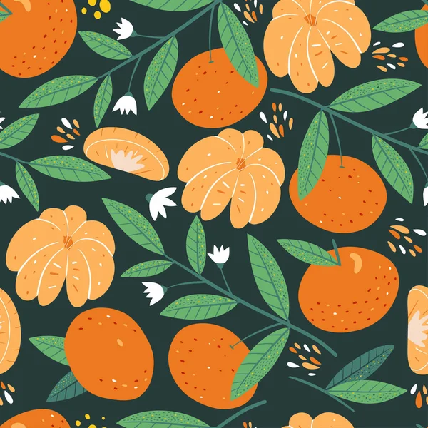 Padrão Sem Costura Com Tangerinas Impressão Arte Abstrata Design Moderno — Vetor de Stock