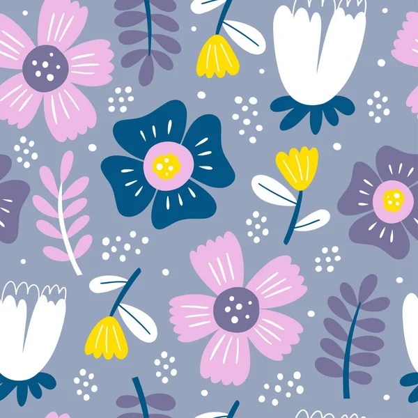 花のシームレスなパターン アブストラクトアートプリント 花の紙 春のスクラップブックを開花 ベクターイラスト — ストックベクタ