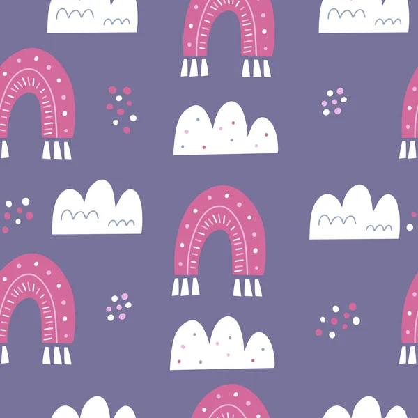 Nahtloses Muster Mit Regenbogen Kreative Kindertextur Für Stoff Verpackung Textilien — Stockvektor
