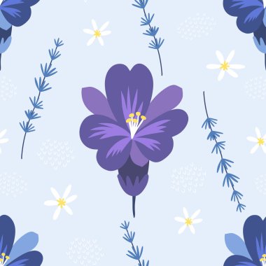 Çiçeksiz desen. Bahar arka planı. Kağıt, kapak, kart, kumaş ve diğer kullanıcılar için modern tasarım. Vektör el çizimi resimleme.