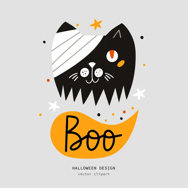 Illustrazione Vettoriale Day Dead Halloween Con Gatto Nero Adatto Stampe — Vettoriale Stock