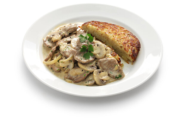 Zurich style veal stew and rosti potato