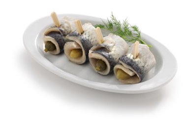 ev yapımı rollmops beyaz arka plan üzerinde izole
