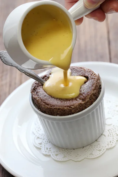 Souffle de chocolate, sobremesa francesa — Fotografia de Stock