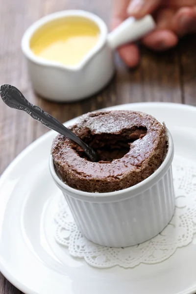 Souffle de chocolate, sobremesa francesa — Fotografia de Stock