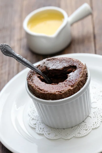 Chocolate souffle, french dessert — Stock Photo, Image