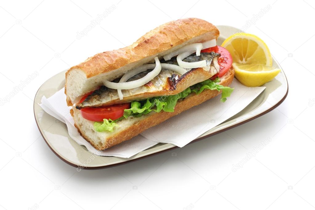 Mackerel fish sandwich,turkish food — Stock Photo © asimojet 103326864