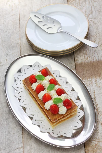 Strawberry mille feuille, French pastry — Stock Photo, Image