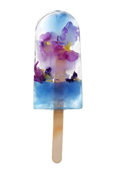 Hemgjord ätbar blomma is pop, popsicle — Stockfoto