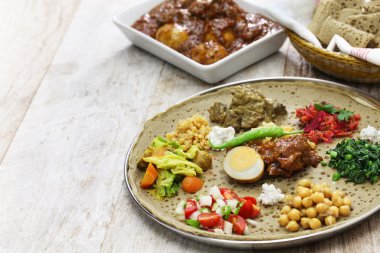 ethiopian cuisine, one plate dinner clipart