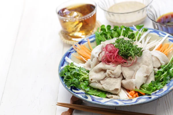 Rei shabu, koude varkensvlees salade, Japanse zomer keuken — Stockfoto