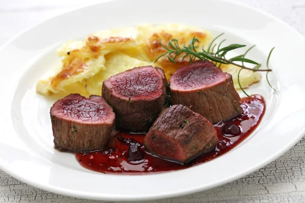 Venison steak, deer steak — Stock Photo, Image