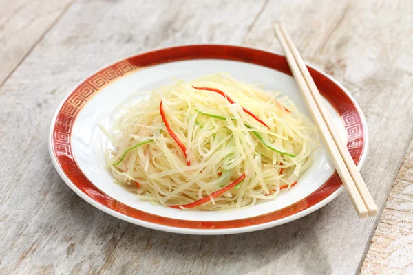 Mieszać smażone rozdrobnione ziemniaki, Kuchnia Chińska — Zdjęcie stockowe