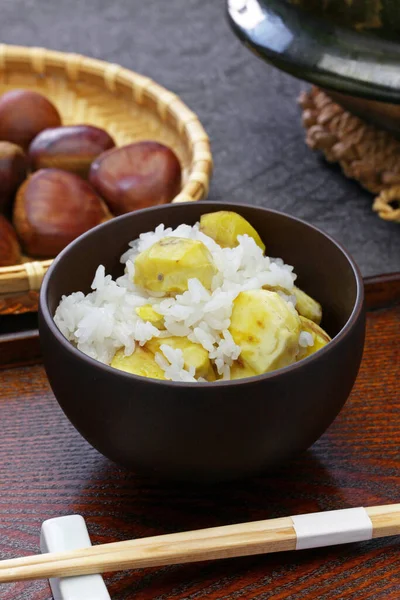 Chestnut Rice Kuri Gohan Traditional Japanese Fall Rice Recipe — Stock Photo, Image