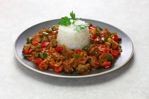 Sac Kavurma Sautiertes Gewürzlamm Und Gemüse Aus Der Türkei — Stockfoto