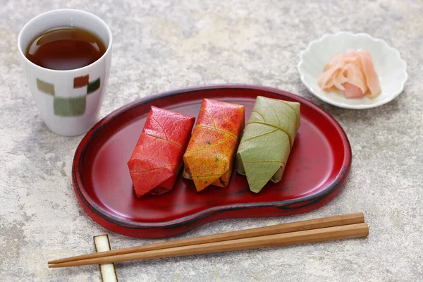 Kaki Zushi Mackerel Sushi Wrapped Persimmon Leaf Japanese Food — Stock Photo, Image