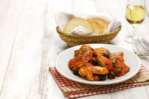 Cacciatora Frango Pollo Alla Cacciatora Prato Frango Assado Estilo Caçador — Fotografia de Stock