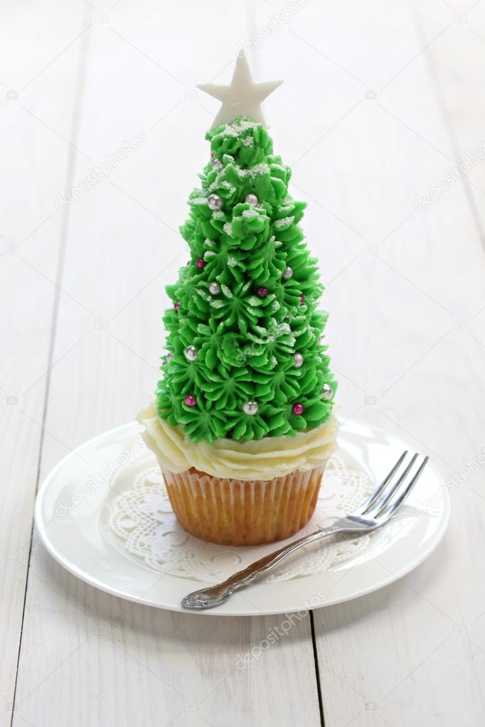 Homemade christmas tree cupcake