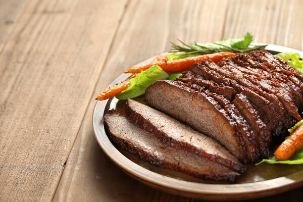 Barbecue beef brisket with copy space